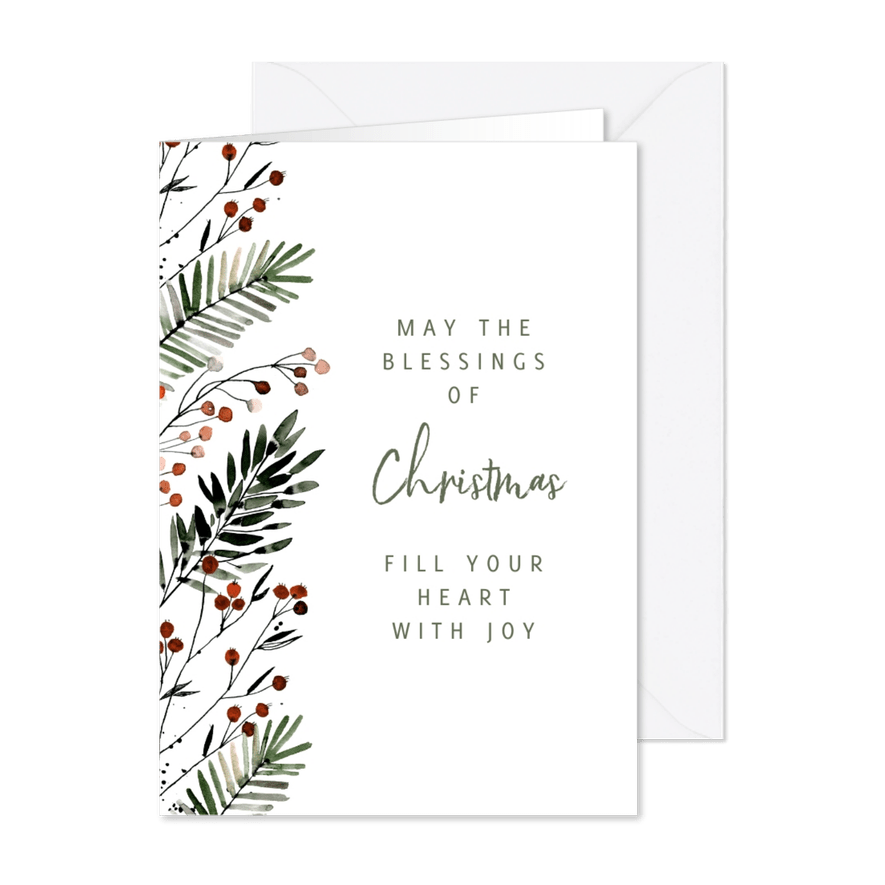 Kerstkaart bessen takjes - Kaartimpressie