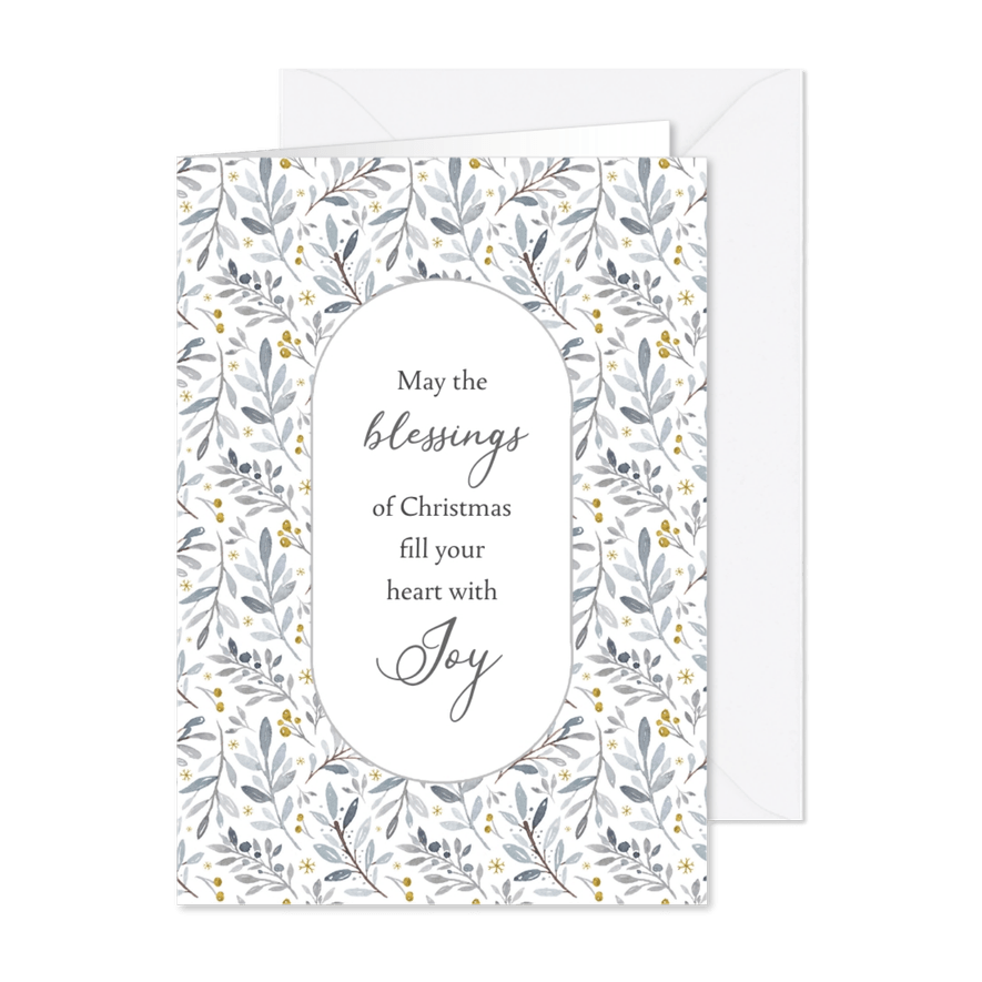 Kerstkaart bessentakjes goud - Kaartimpressie