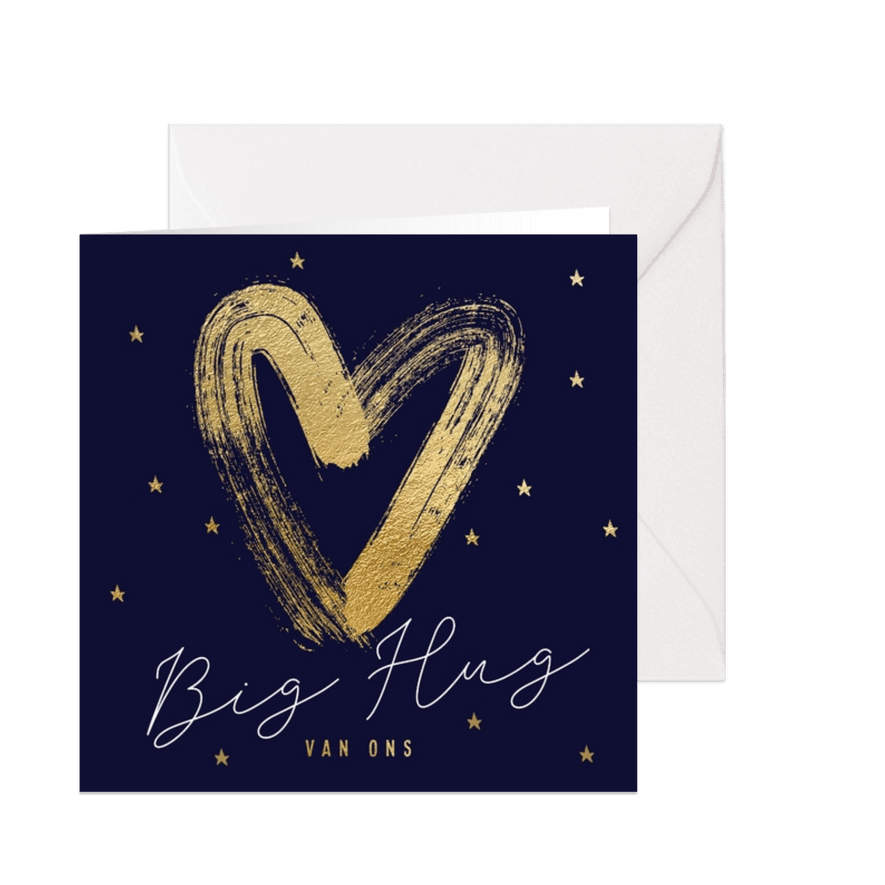 Kerstkaart Big Hug met lief hart - Kaartimpressie