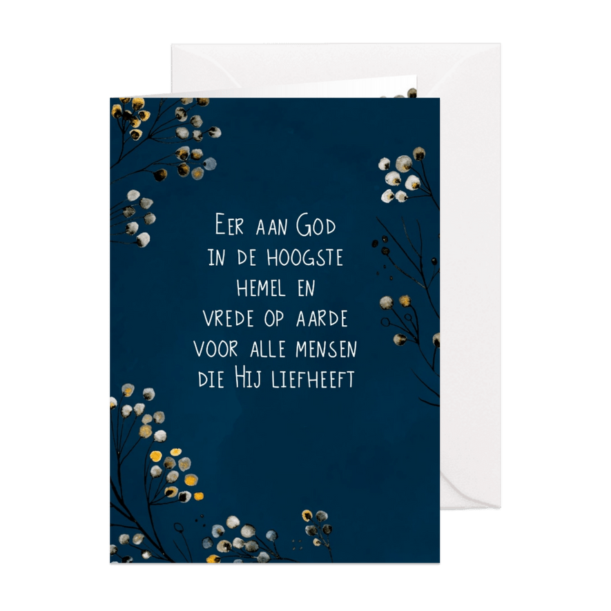 Kerstkaart bijbeltekst Eer aan God - Kaartimpressie