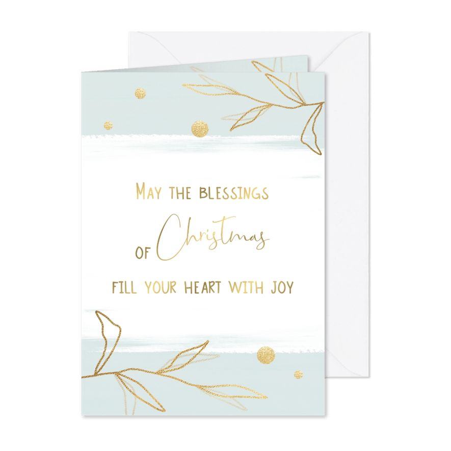 Kerstkaart Blessings, touch of gold - Kaartimpressie