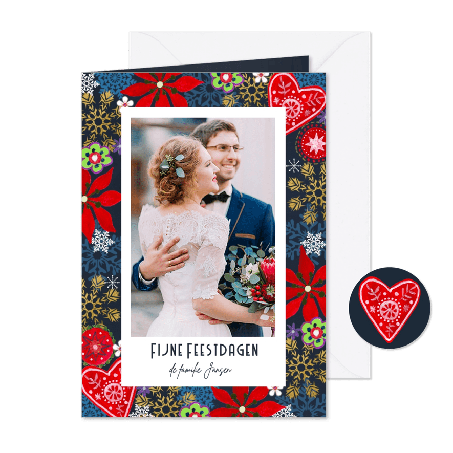 Kerstkaart Bloemen & Sneeuw - Kaartimpressie