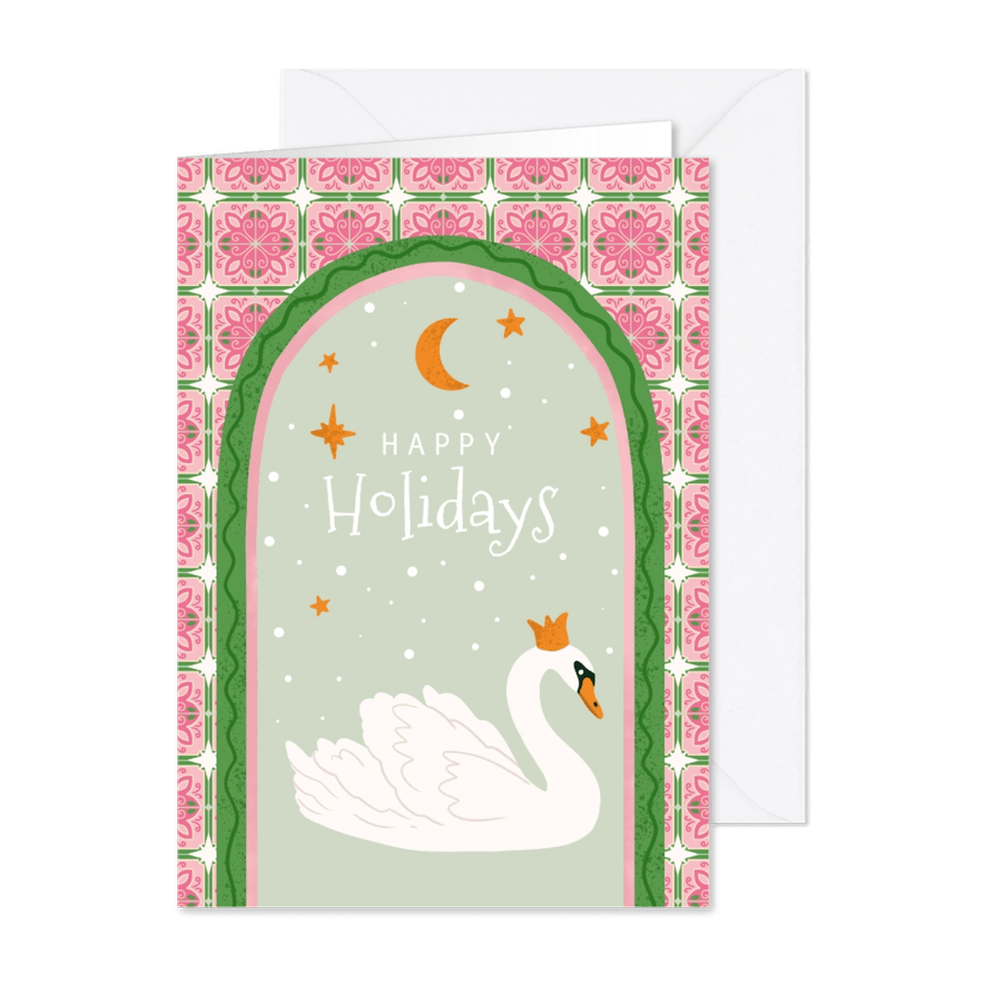 Kerstkaart boog met zwaan - Kaartimpressie