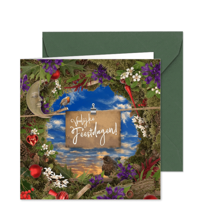 Kerstkaart bos en frisse Hollandse lucht - Kaartimpressie