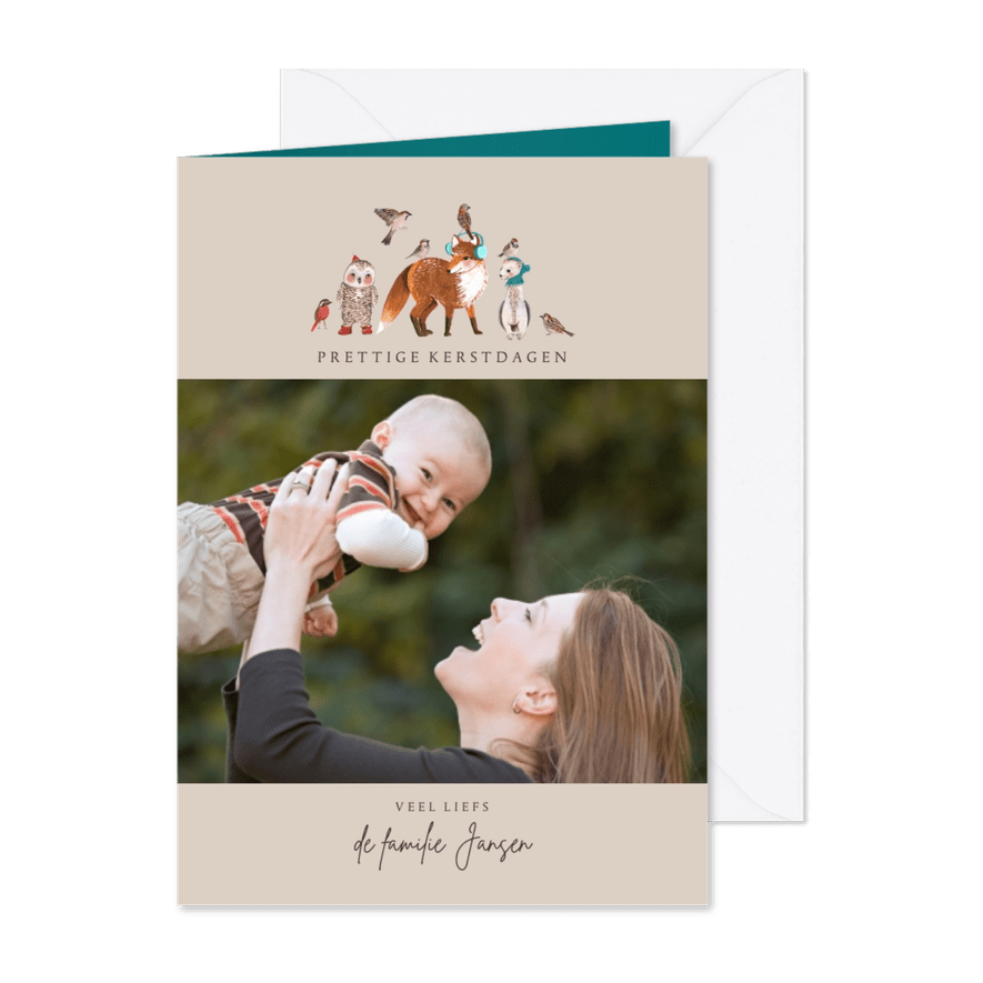 Kerstkaart bosdieren - Kaartimpressie