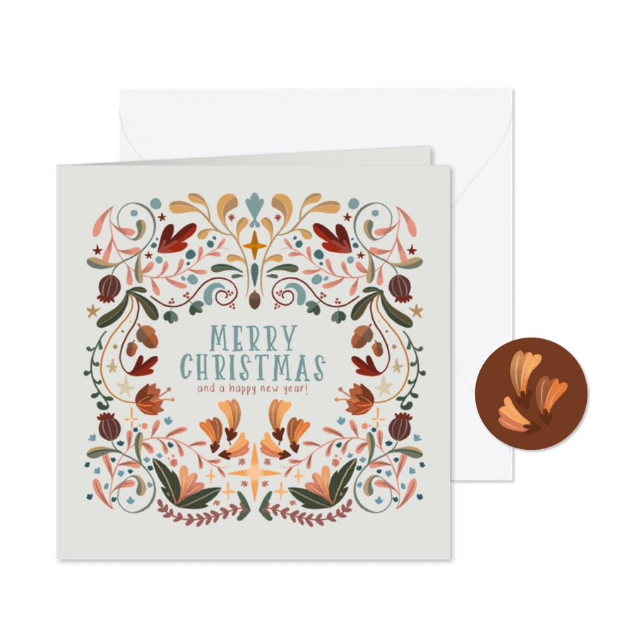 Kerstkaart botanische kerst omlijsting - Kaartimpressie