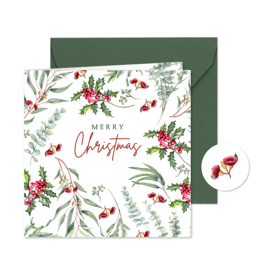 Kerstkaart botanische takken - Kaartimpressie