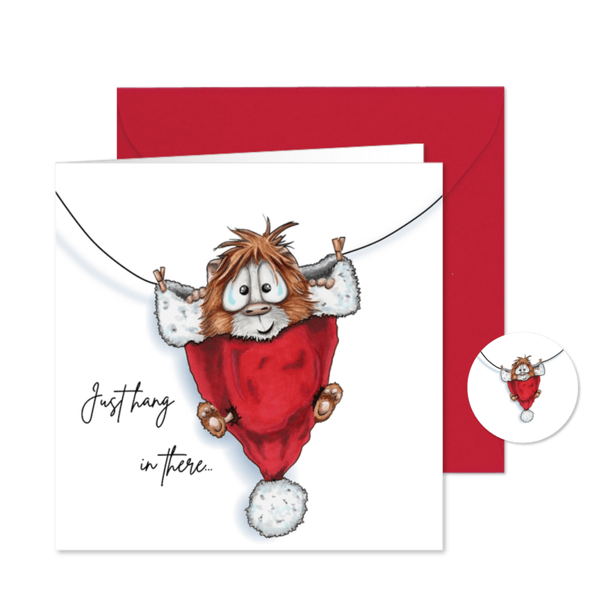 Kerstkaart cavia in kerstmuts - Kaartimpressie