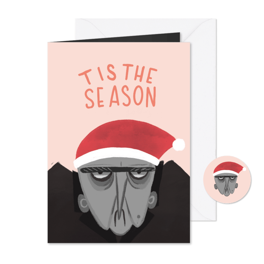 Kerstkaart chagrijnige Scrooge - Kaartimpressie