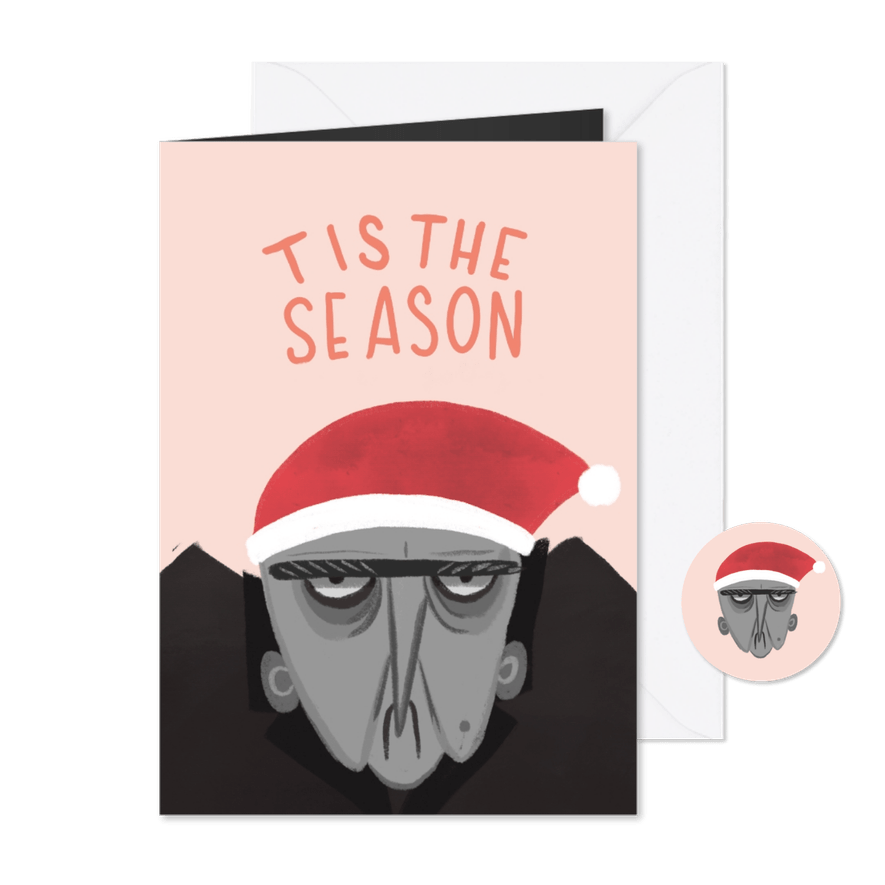 Kerstkaart chagrijnige Scrooge - Kaartimpressie