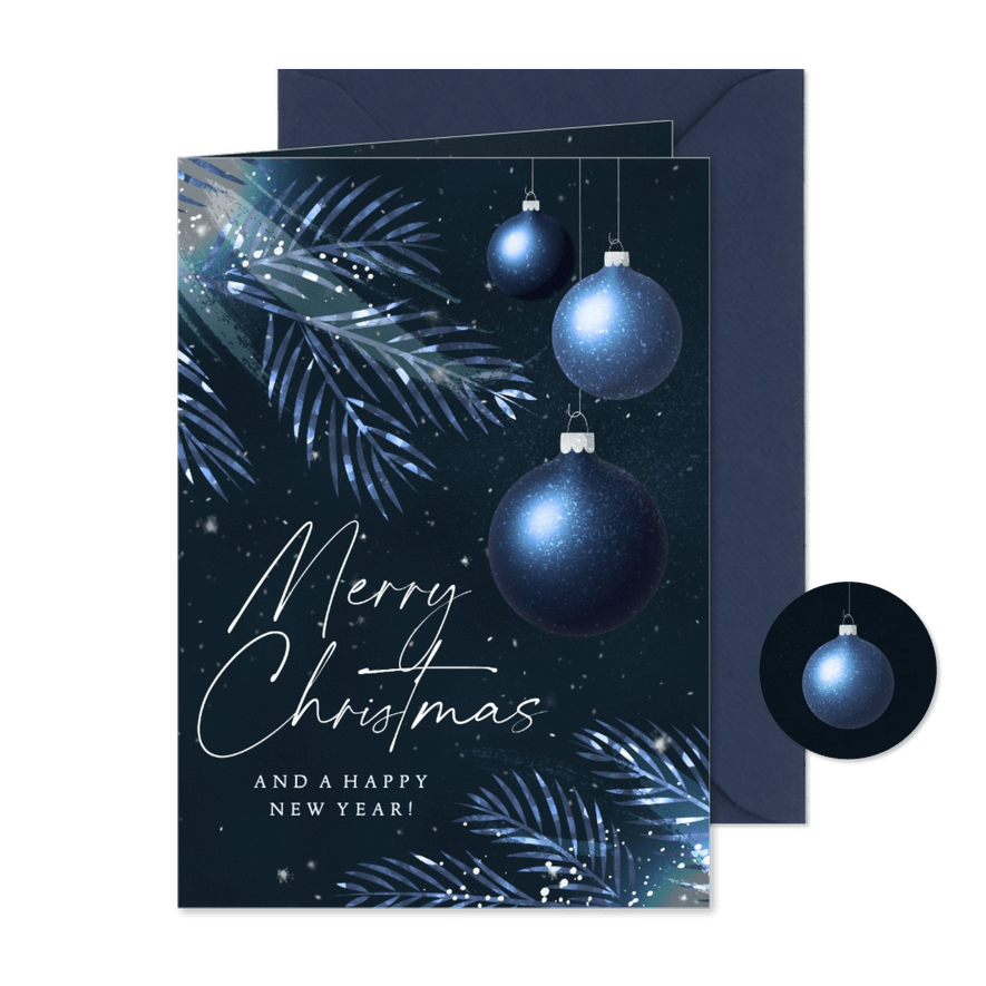 Kerstkaart chique zakelijk internationaal sprankelend blauw - Kaartimpressie