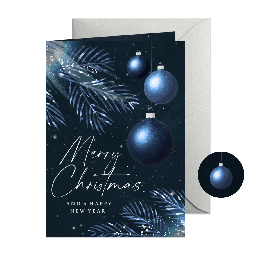 Kerstkaart chique zakelijk internationaal sprankelend blauw - Kaartimpressie