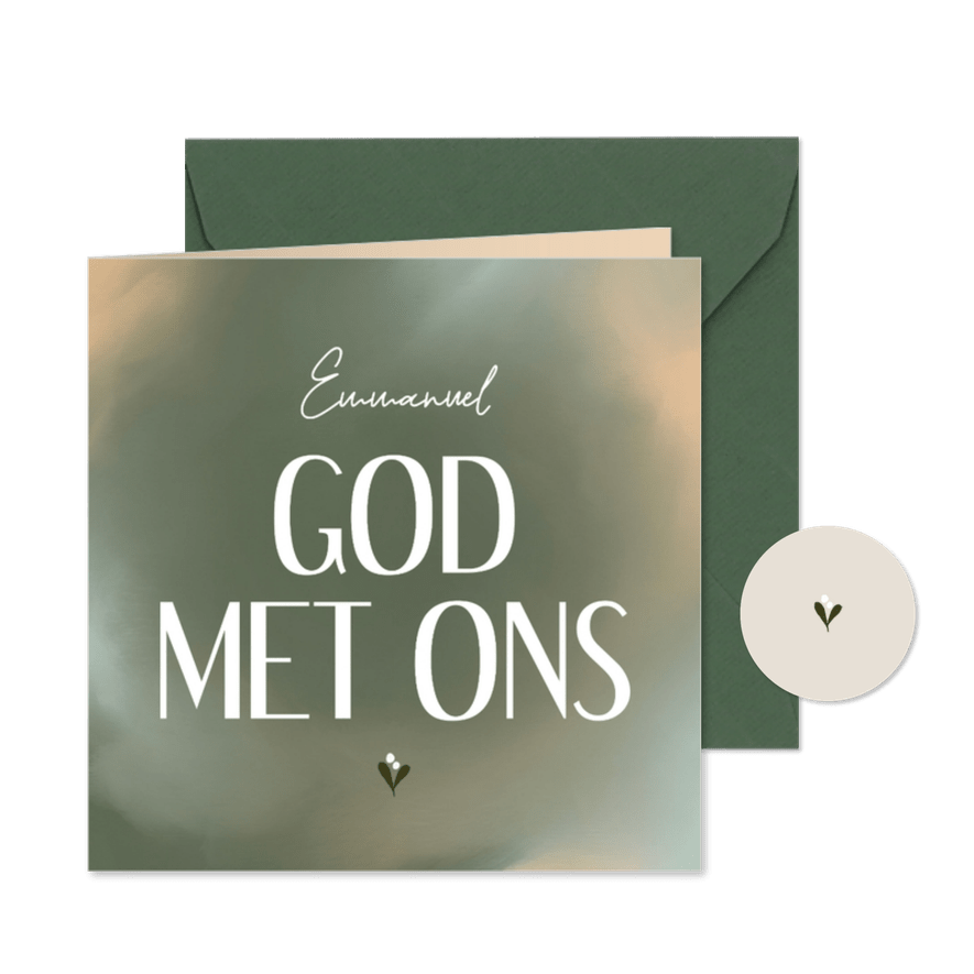 Kerstkaart christelijk Emmanuel God met ons groen - Kaartimpressie