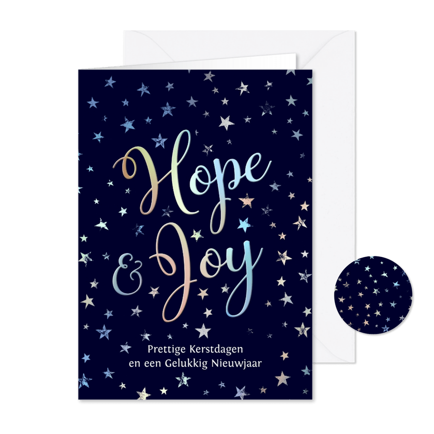 Kerstkaart christelijk Hope Joy sterren - Kaartimpressie