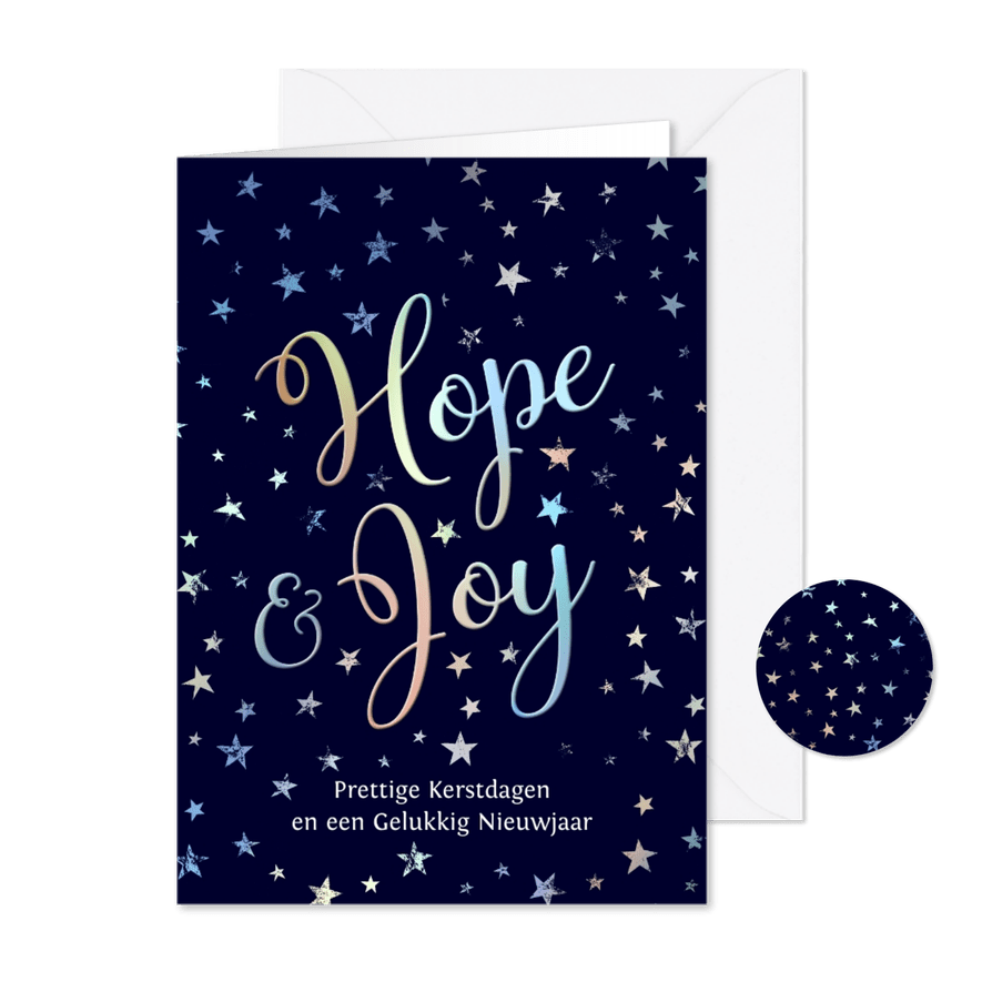 Kerstkaart christelijk Hope Joy sterren - Kaartimpressie