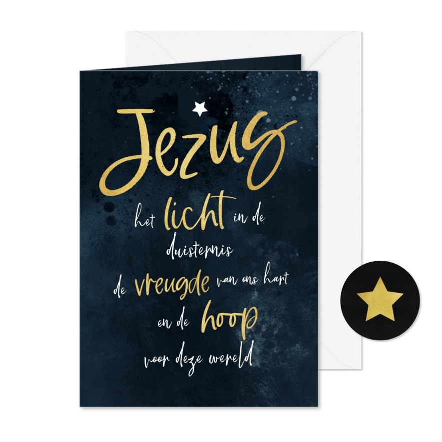 Kerstkaart christelijk Jezus licht vreugde hoop  - Kaartimpressie