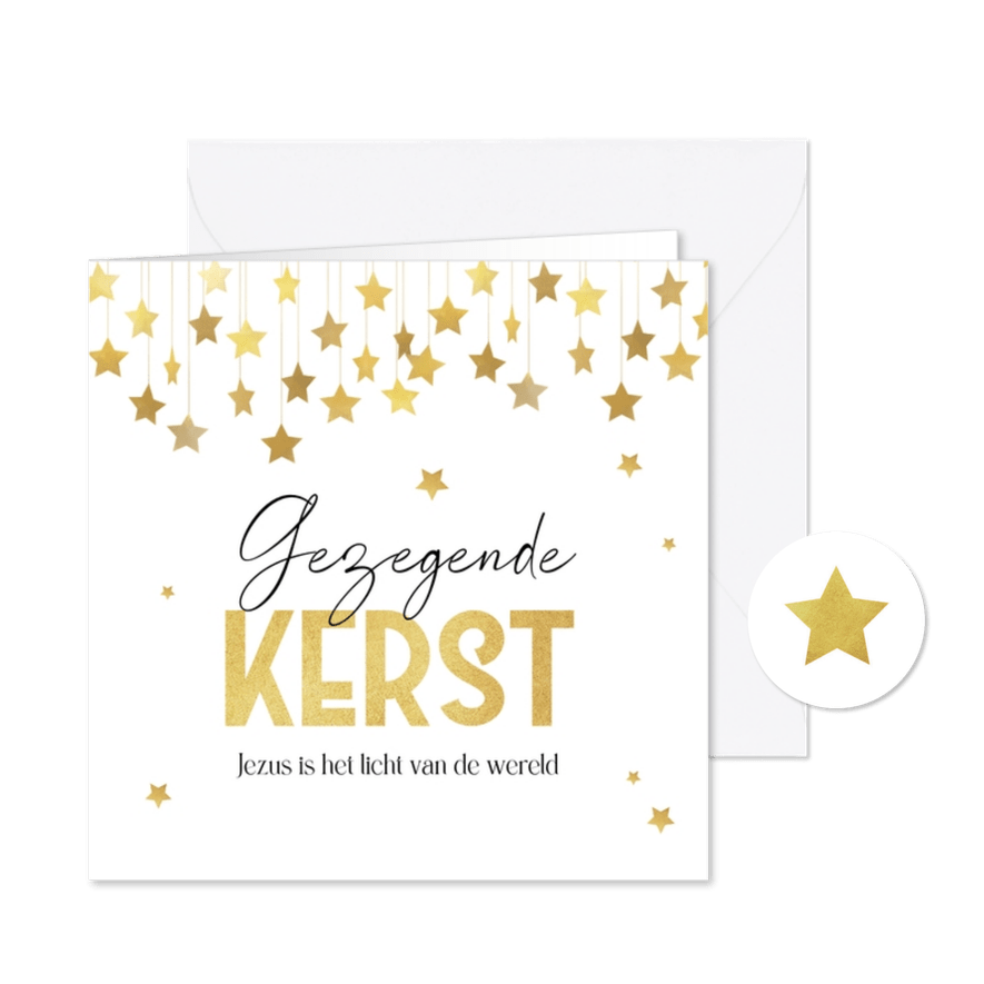 Kerstkaart christelijk sterren gezegende kerst licht - Kaartimpressie