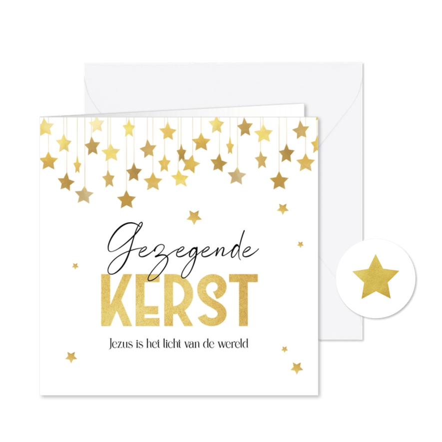 Kerstkaart christelijk sterren gezegende kerst licht - Kaartimpressie