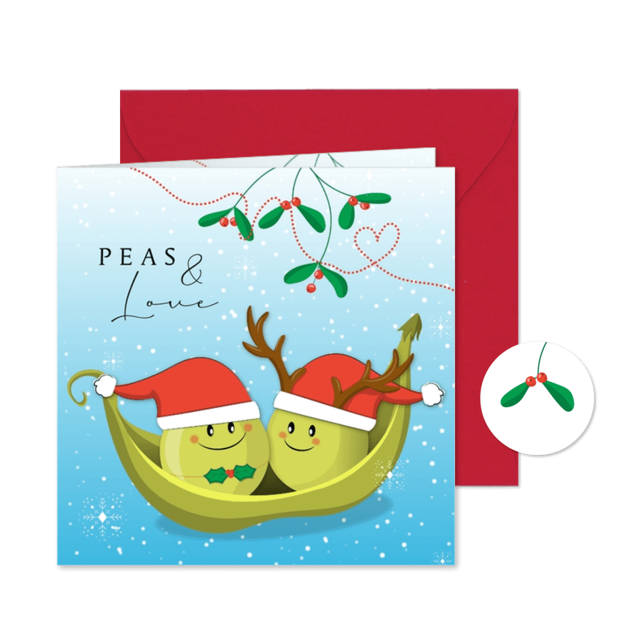 Kerstkaart christmas greetings funny sweet peas & love - Kaartimpressie