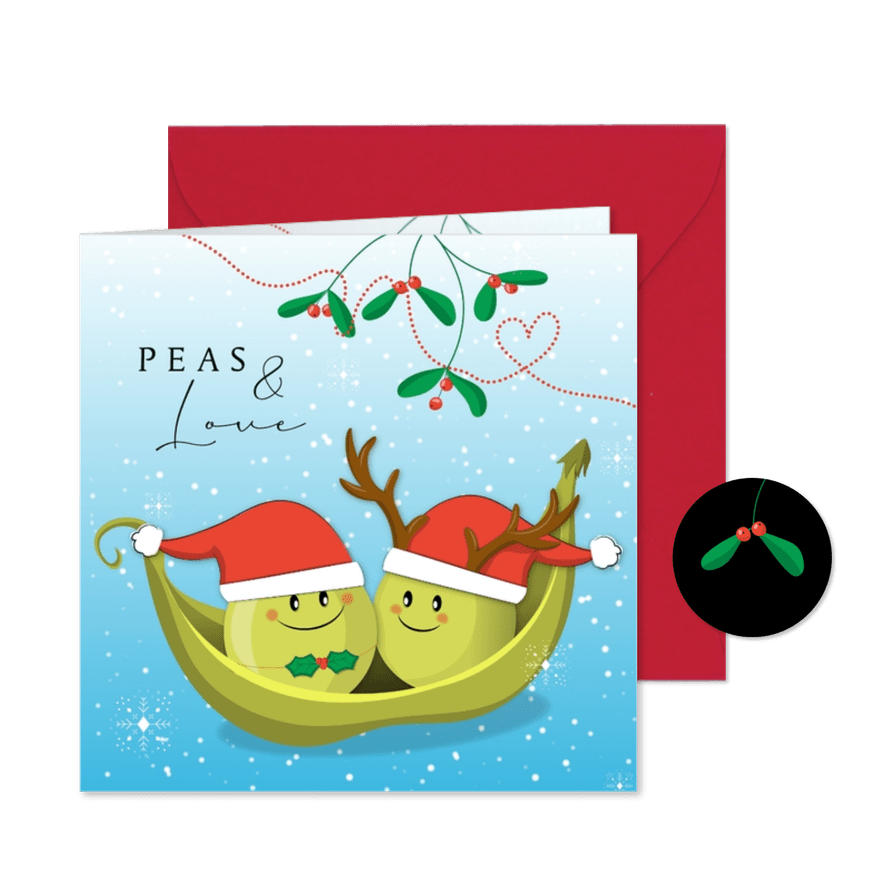 Kerstkaart christmas greetings funny sweet peas & love - Kaartimpressie