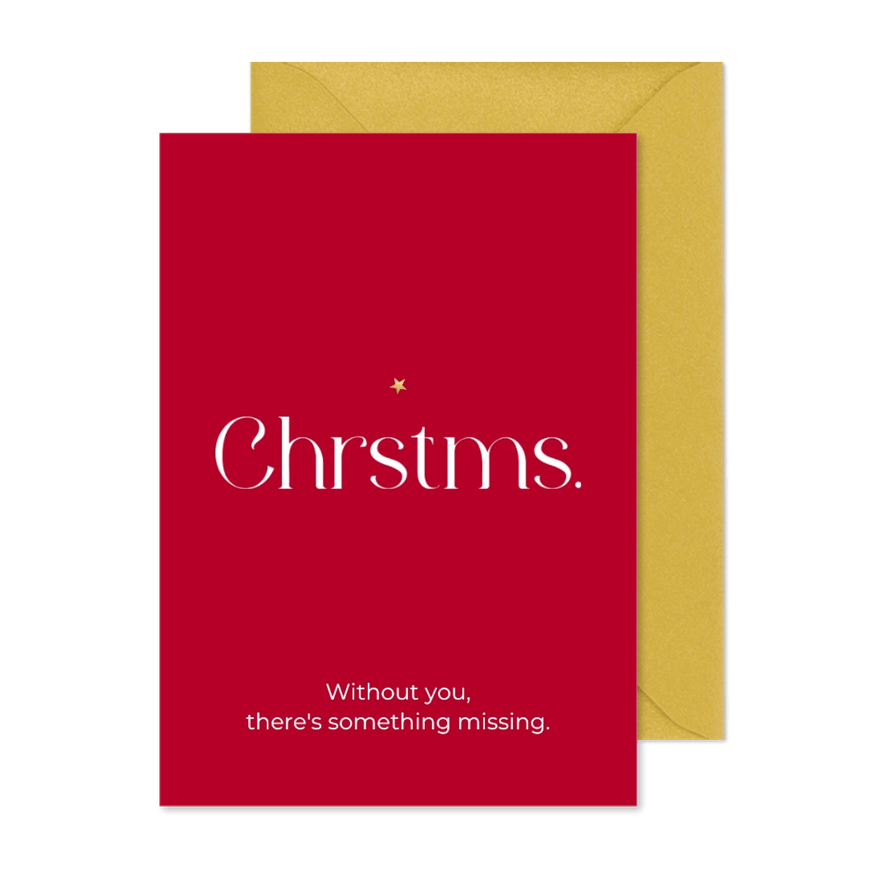 Kerstkaart 'Chrstms' woordgrap Engels - Kaartimpressie