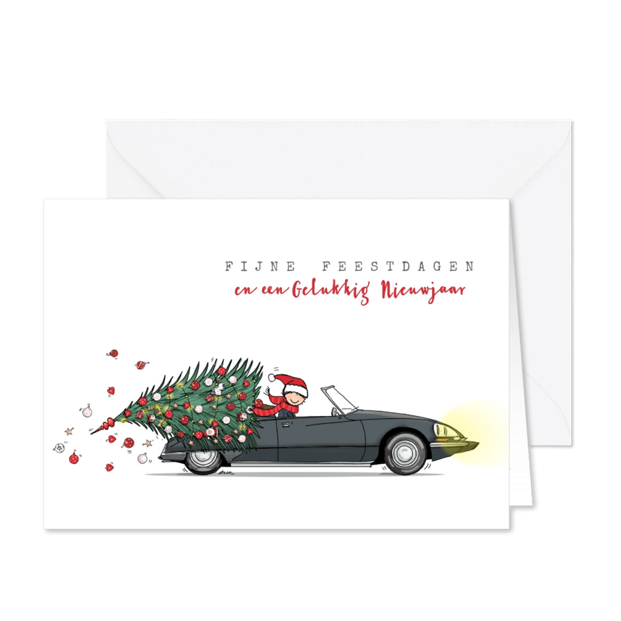 Kerstkaart Citroen DS met kerstboom - Kaartimpressie