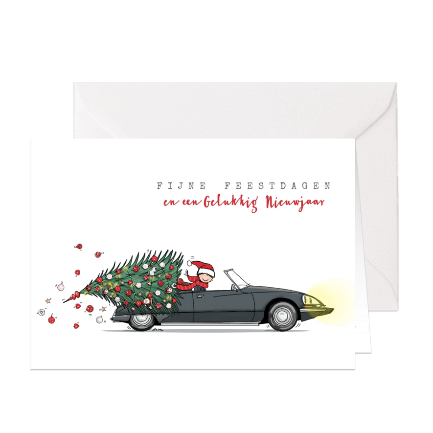 Kerstkaart Citroen DS met kerstboom - Kaartimpressie