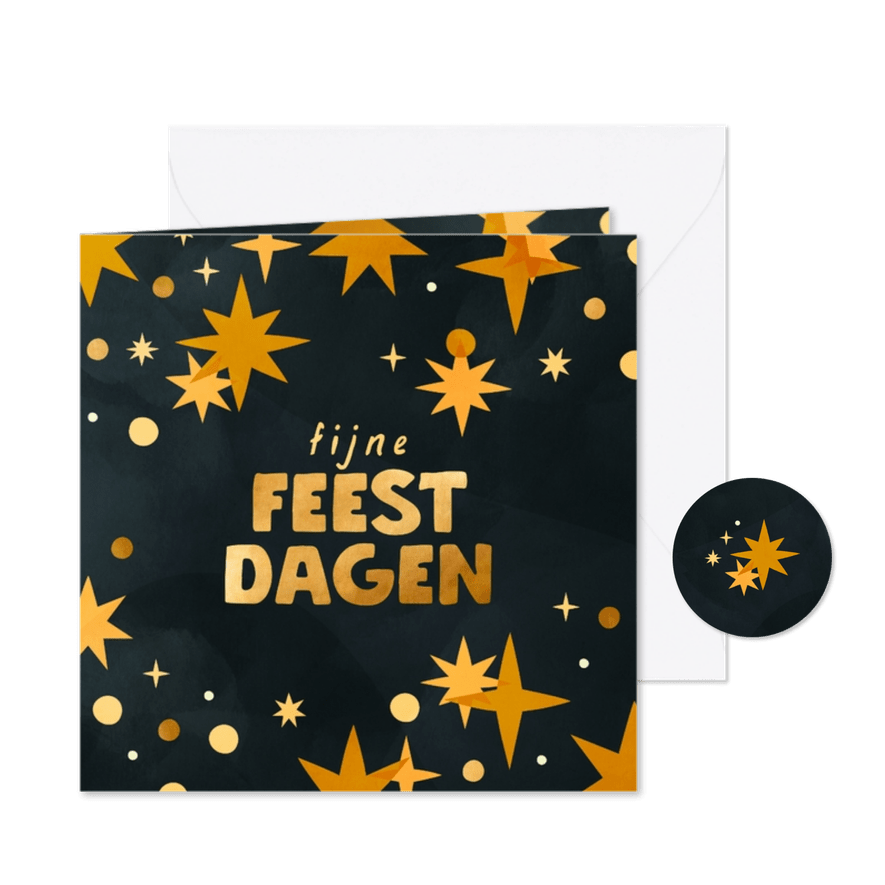 Kerstkaart CliniClowns fijne feestdagen met sterren - Kaartimpressie