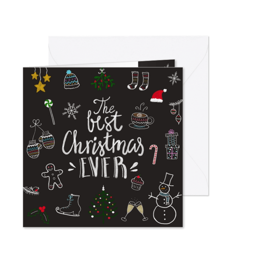 Kerstkaart CliniClowns krijt handlettering - Kaartimpressie