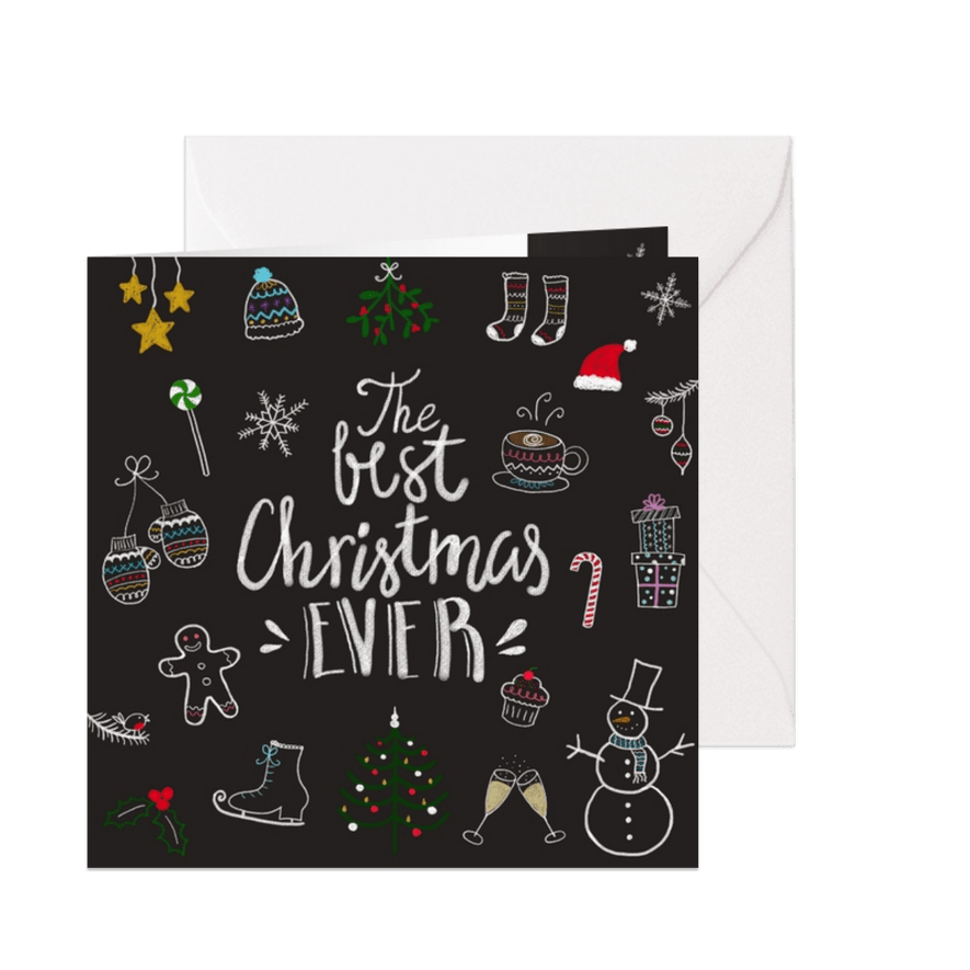 Kerstkaart CliniClowns krijt handlettering - Kaartimpressie