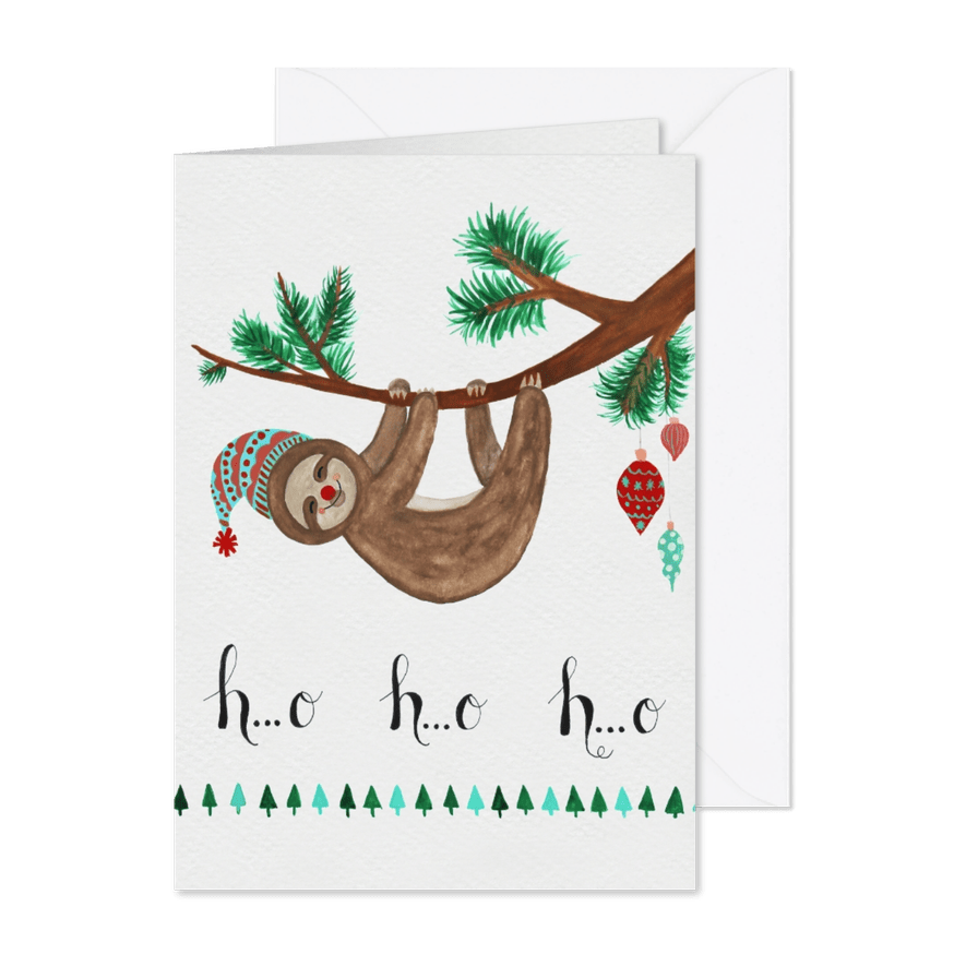 Kerstkaart CliniClowns luiaard - Kaartimpressie