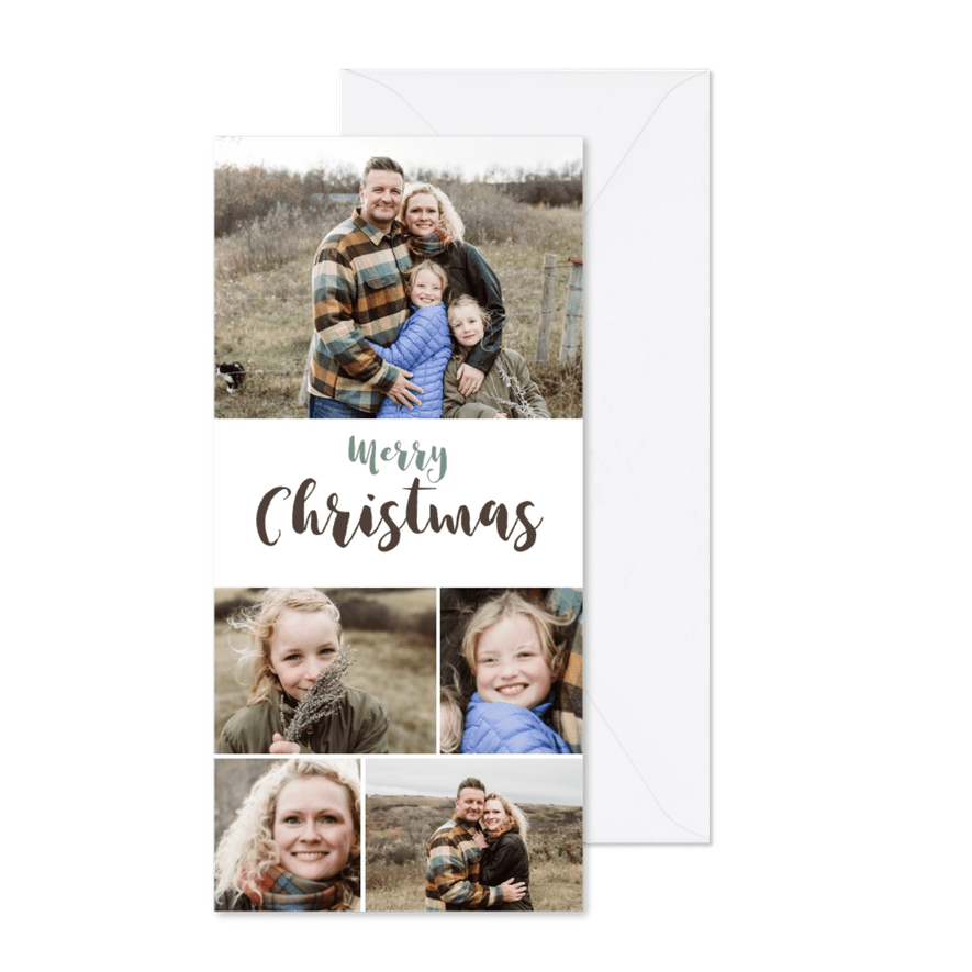 Kerstkaart collage 5 foto's langwerpig - BK - Kaartimpressie