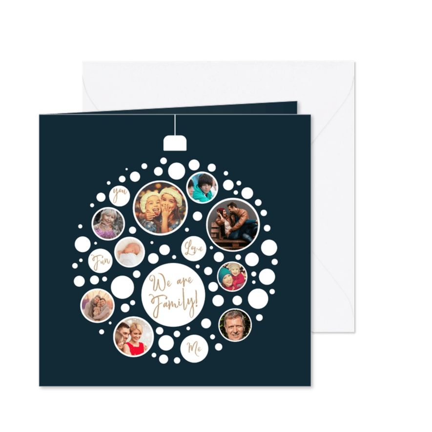 Kerstkaart collage kerstbal samen - Kaartimpressie