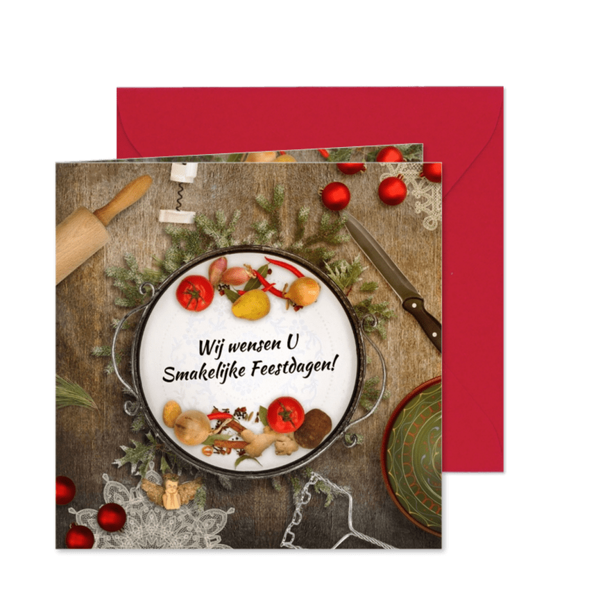 Kerstkaart culinair eten sfeer  - Kaartimpressie