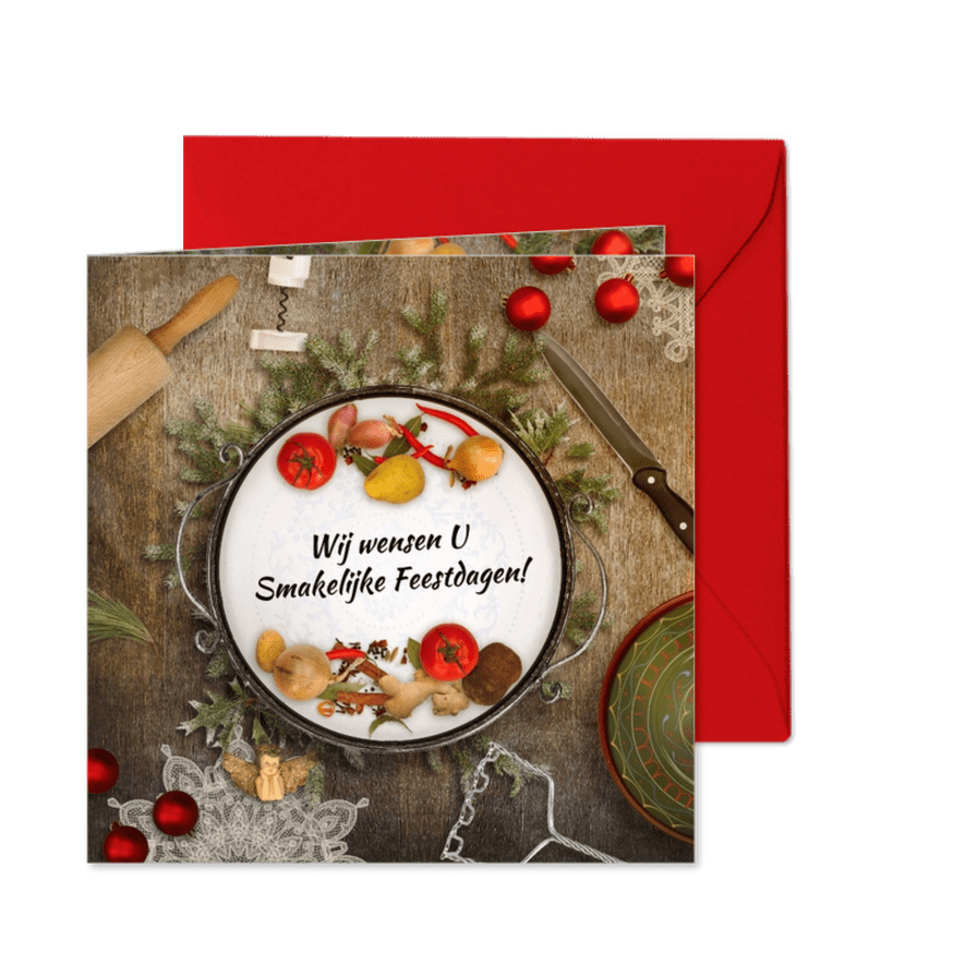 Kerstkaart culinair eten sfeer  - Kaartimpressie