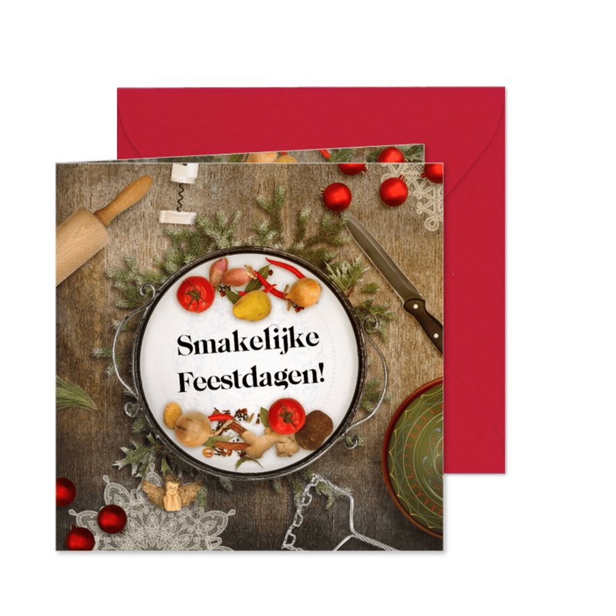 Kerstkaart culinair eten sfeer  - Kaartimpressie