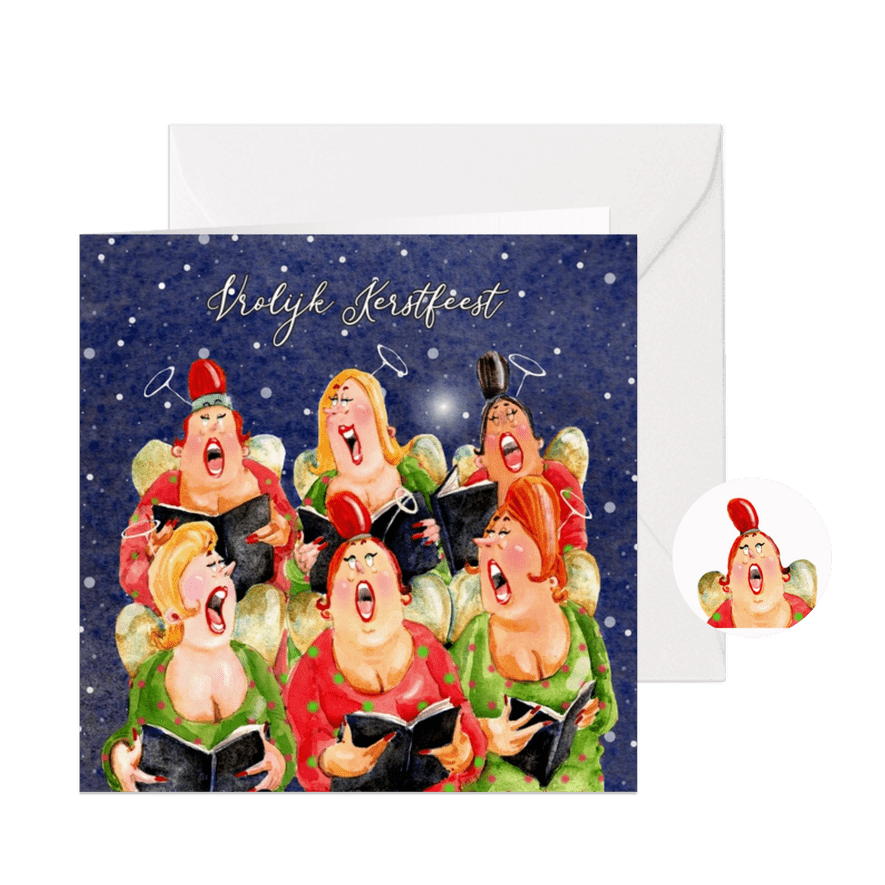 Kerstkaart Dames engelenkerstkoor - Kaartimpressie