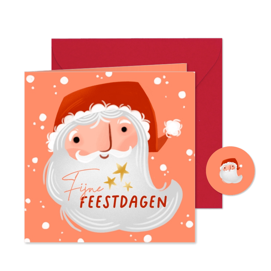 Kerstkaart de baard van de Kerstman - Kaartimpressie