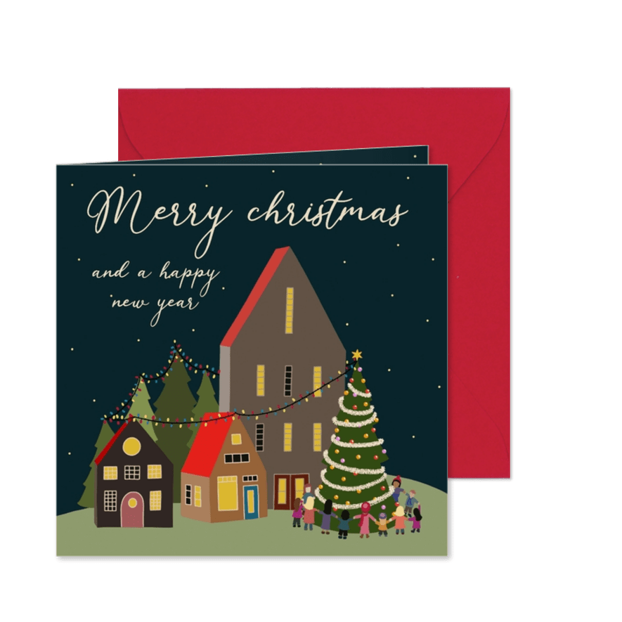 Kerstkaart - De verlichte stad - Kaartimpressie