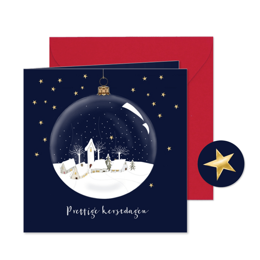 Kerstkaart - dorpje in kerstbal - Kaartimpressie