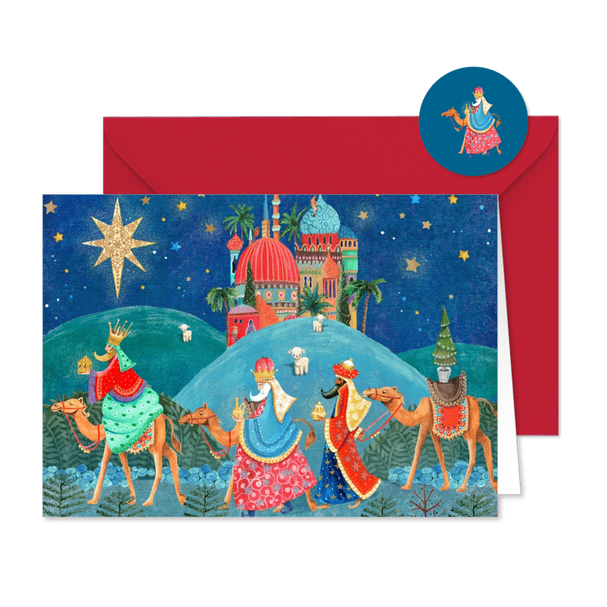 Kerstkaart drie koningen en bethlehem - Kaartimpressie