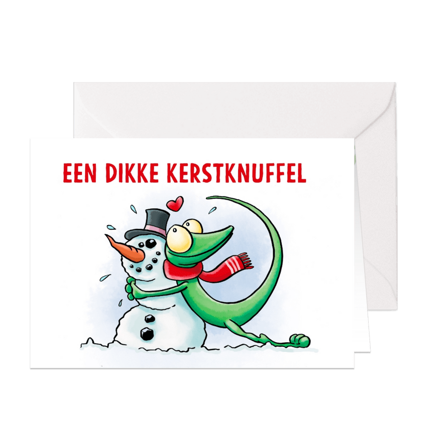 Kerstkaart - Een dikke kerstknuffel  - Kaartimpressie