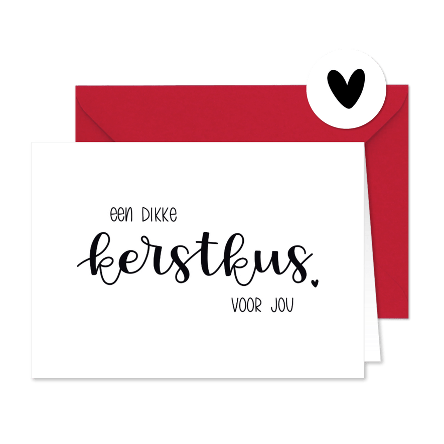 Kerstkaart - Een dikke kerstkus voor jou - Kaartimpressie