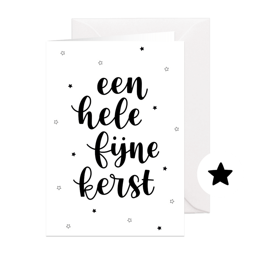 Kerstkaart 'een hele fijne kerst' met sterren - Kaartimpressie