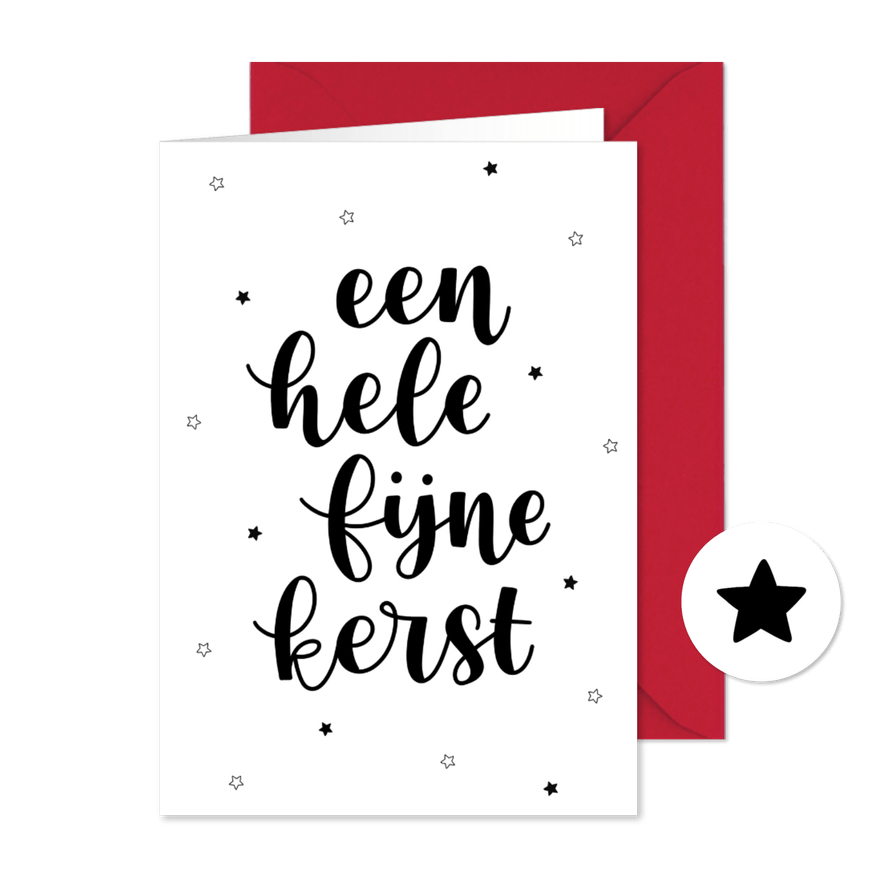Kerstkaart 'een hele fijne kerst' met sterren - Kaartimpressie
