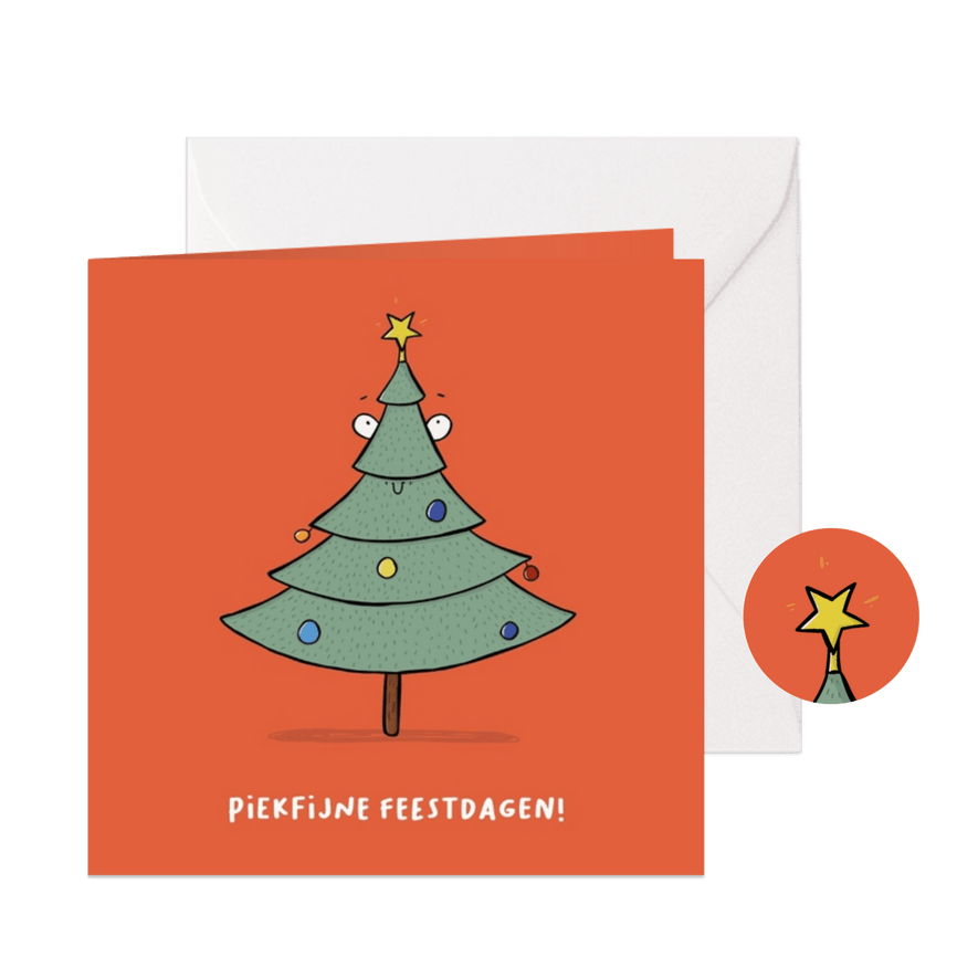 Kerstkaart een piekfijne kerst! - Kaartimpressie