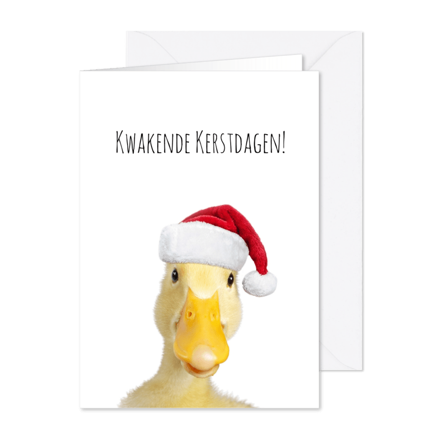 Kerstkaart eend met kerstmuts - Kaartimpressie