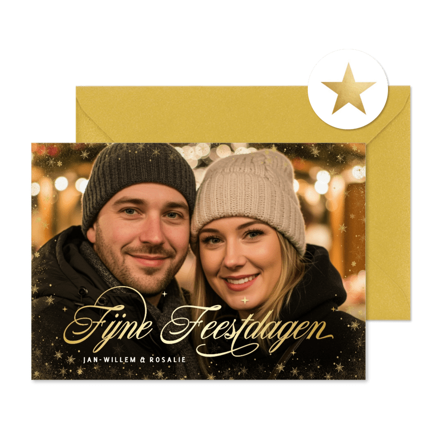 Kerstkaart eigen foto fijne feestdagen - Kaartimpressie
