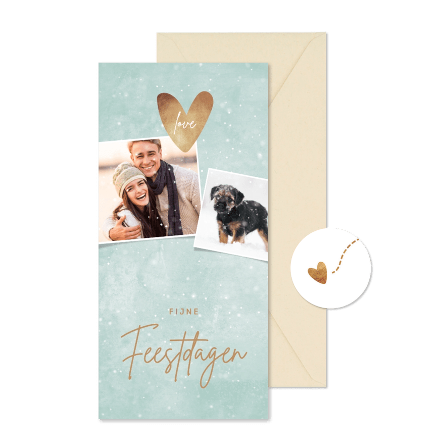 Kerstkaart eigen fotos hartje love - Kaartimpressie