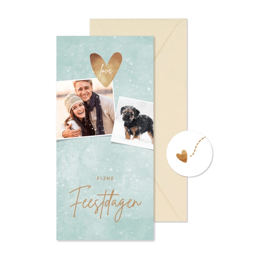 Kerstkaart eigen fotos hartje love - Kaartimpressie